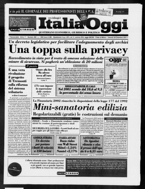 Italia oggi : quotidiano di economia finanza e politica